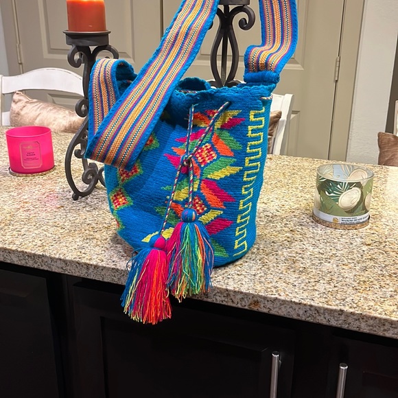 Handbags - Cute multicolored drawstring bag.